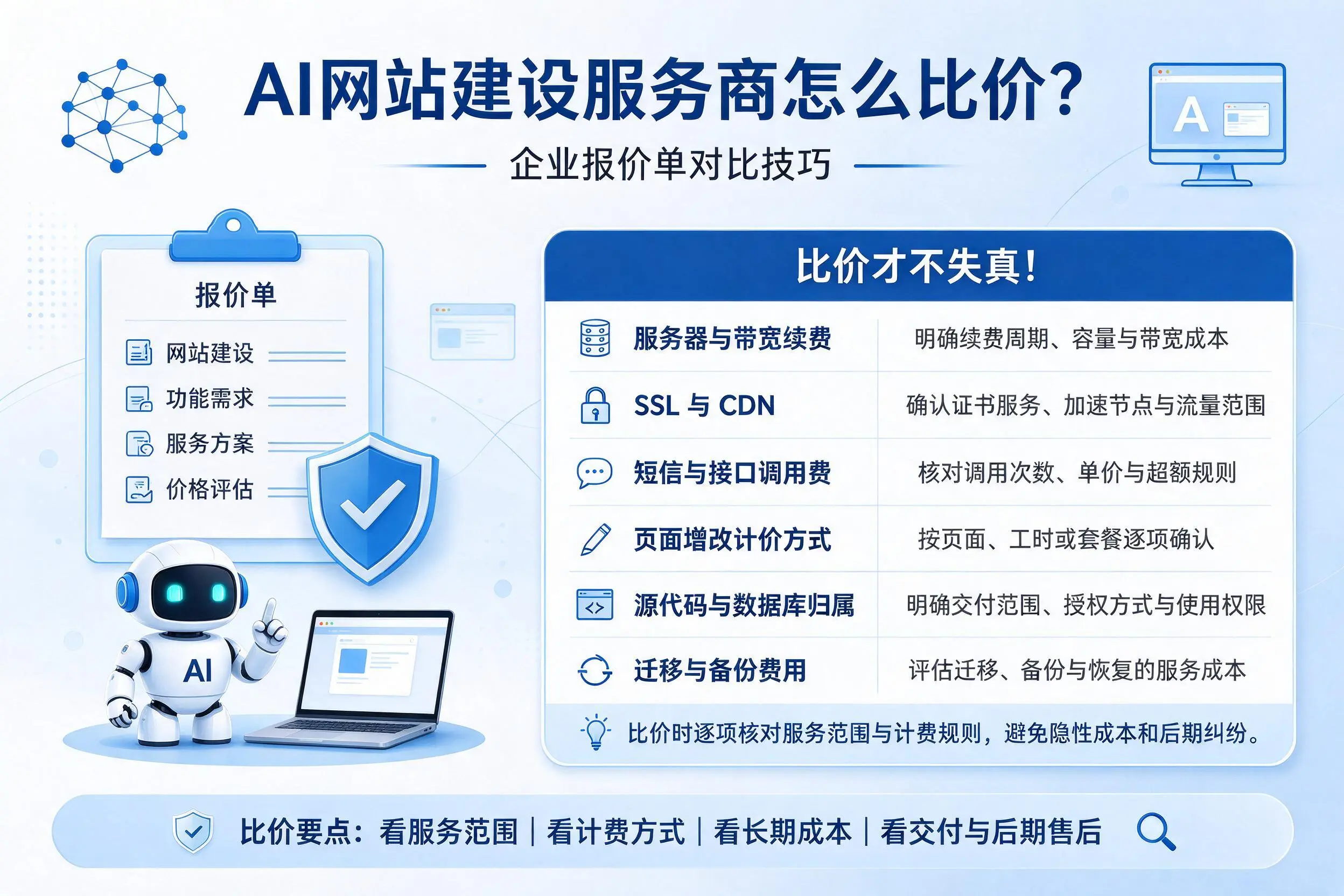 AI网站建设服务商怎么比价？曲靖企业报价单对比技巧